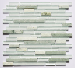 Glass and Stone Blend Linear Mosaics-Iceland- by Lint Tile - Breeze