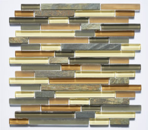 Glass and Stone Blend Linear Mosaics-Cabernet- by Lint Tile
