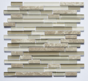 Glass and Stone Blend Linear Mosaics-Walnut- by Lint Tile