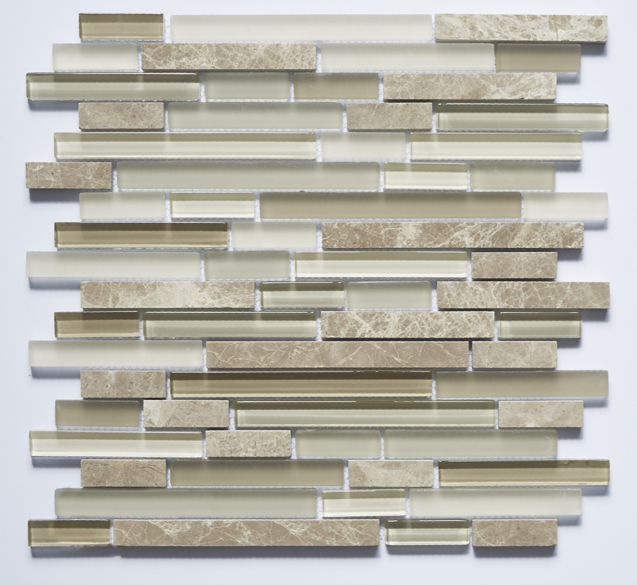 Glass And Stone Blend Linear Mosaics, Linear Glass Tile