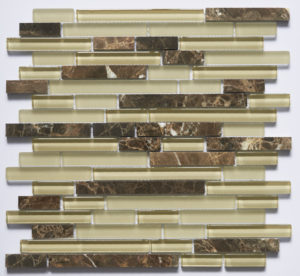 Glass and Stone Blend Linear Mosaics-Coffee- by Lint Tile
