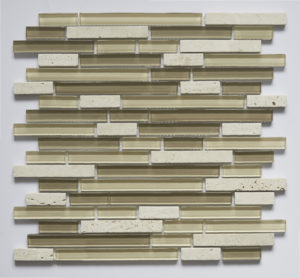Glass and Stone Blend Linear Mosaics-Ivory- by Lint Tile