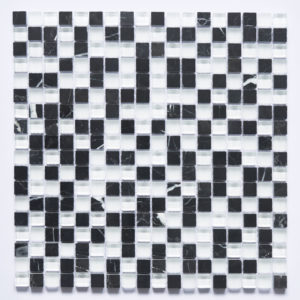 Glass and Stone Blend Mosaics-Black and White- by Lint Tile