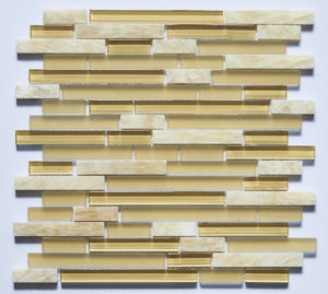 Glass and Stone Blend Linear Mosaics-Honey- by Lint Tile