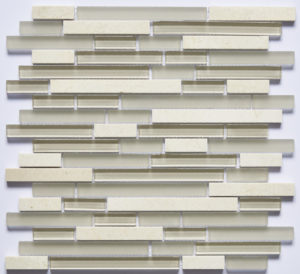 Glass and Stone Blend Linear Mosaics-Cream- by Lint Tile