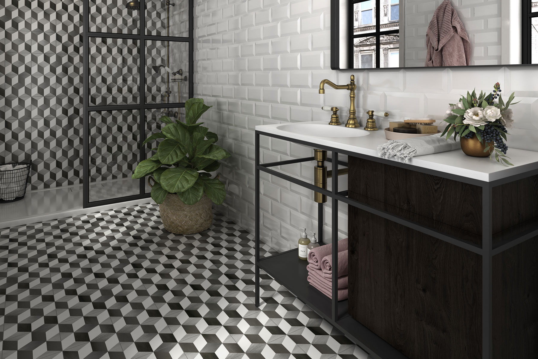 Metro Ceramic Wall Tiles 4 x 8 Black and White