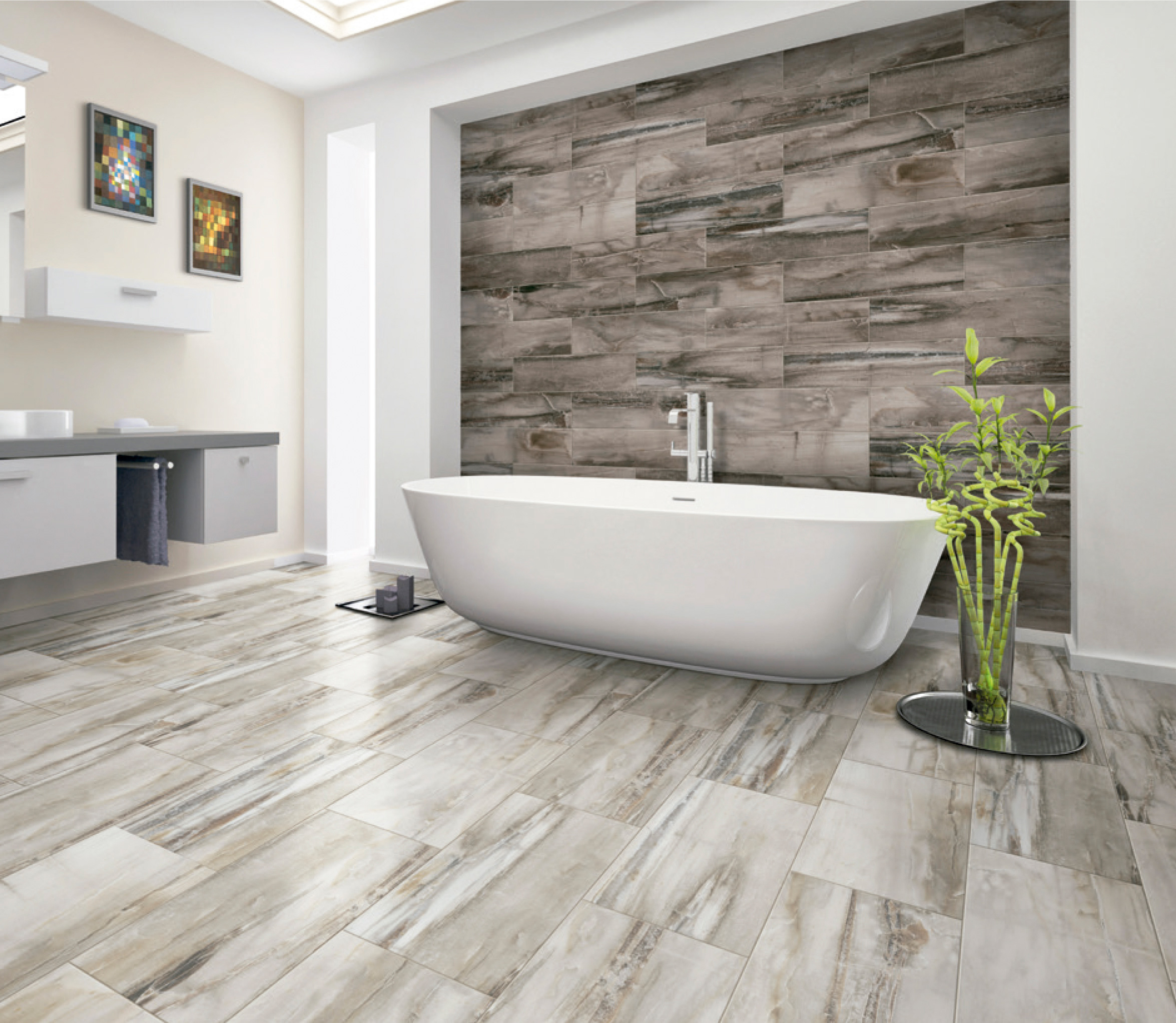 Fossil Wood White and Gray Porcelain Tile Collection from Lint Tile