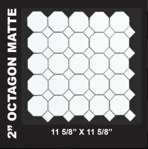 Black and White Mosaics - White 2" Octagon Matte Mosaics on a 12 x 12 Sheet