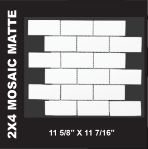 Black and White Mosaics - White 2x4 Brick Matte Mosaics on a 12 x 12 Sheet