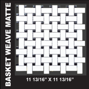 Black and White Mosaics - Black/White Basket Weave Matte Mosaics on a 12 x 12 Sheet