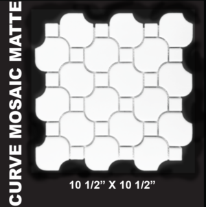 Black and White Mosaics - White Curve Matte Mosaics on a 11 x 11 Sheet