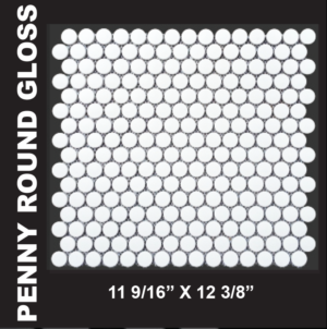 Black and White Mosaics - Penny Round Gloss Mosaics on a 12 x 13 Sheet