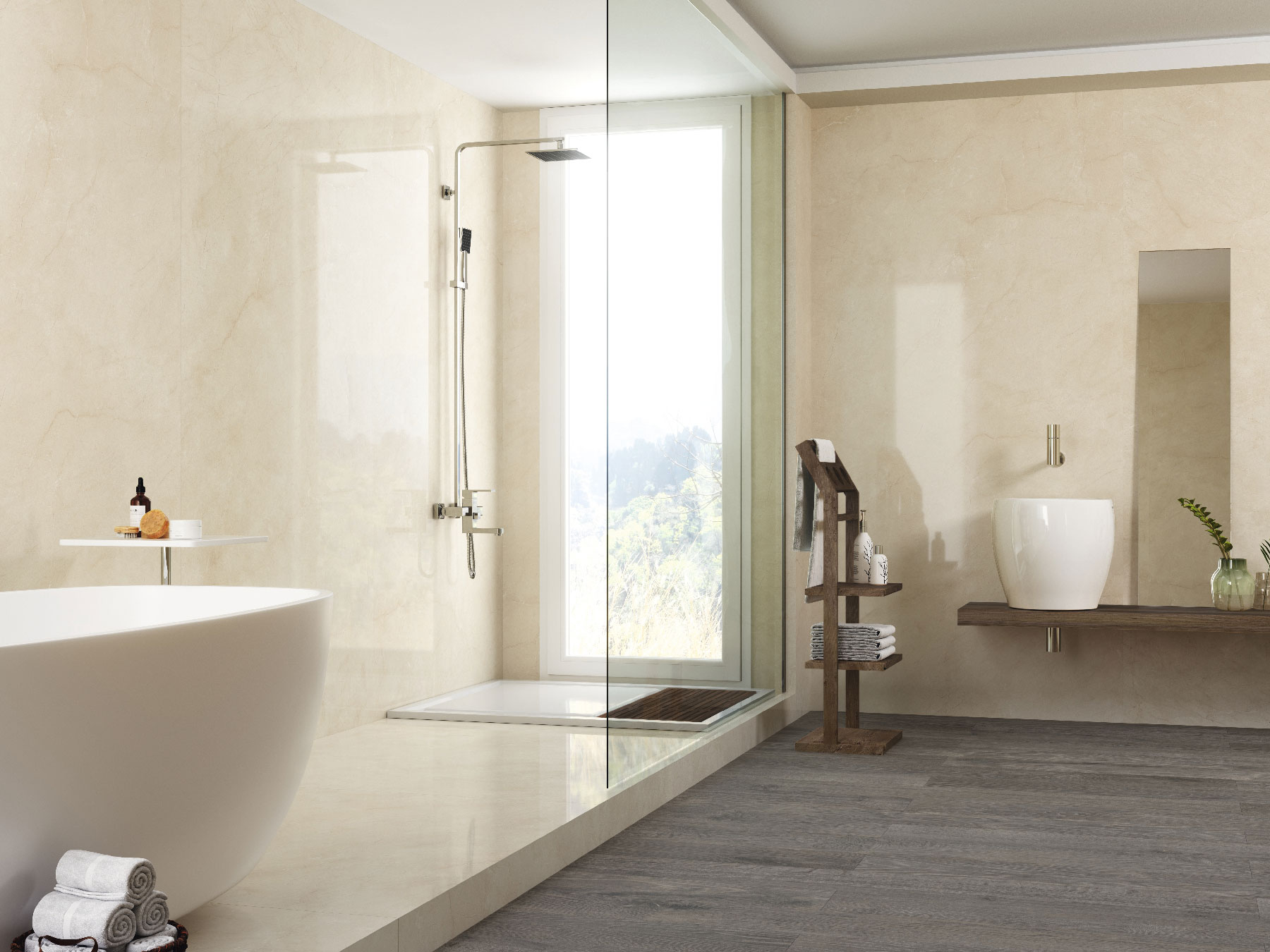 Lifestyles for Polished Cream Chamber Large Porcelain Panels/Tiles- 47. ...