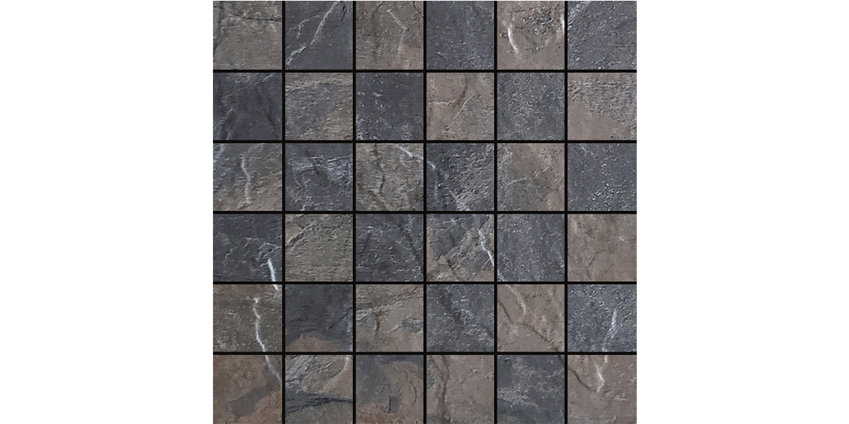 2x2 Boulder Black Rock Porcelain Mosaics (proportional) - Lint Tile