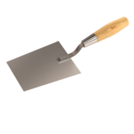 Stainless Steel Bucket Trowel - 7" x 4 3/4" to 3 3/4" Taper Welded stem, 4 3/4" to 3 3/4" Stainless Steel Tapered Blade 7" Long Wood Handle