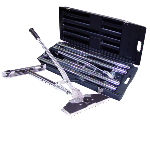 JR Power Carpet Stretcher Kit. Features a 14 1/2" wide aluminum pin plate with 59 adjustable nickel plated pins.