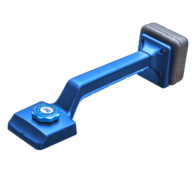 Adjustable Knee Kicker. Five setting lengths- adjustment channel that extends from 17  1/2" to 21  1/2". Recessed trigger locks to length.