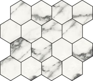 Earth Blanco Porcelain 3x3 Hexagonal Mosaic on a 11x12 Sheet