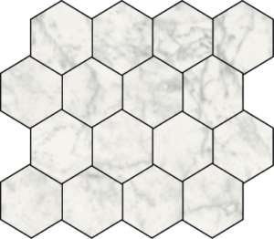 Earth Carrara Porcelain 3x3 Hexagonal Mosaic on a 11x12 Sheet