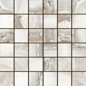Fossil Wood White Porcelain 2x2 Mosaics on a 12x12 Sheet