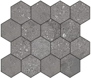 Mont Blanc Dark Gray Porcelain 3x3 Hexagonal Mosaic on a 10.25