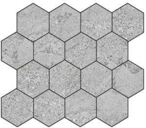 Mont Blanc Gray Porcelain 3x3 Hexagonal Mosaic on a 10.25