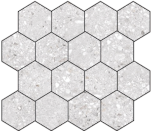 Mont Blanc White Porcelain 3x3 Hexagonal Mosaic on a 10.25
