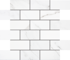 Naos White 2x4 Brick Mosaics on a 12x14 Sheet
