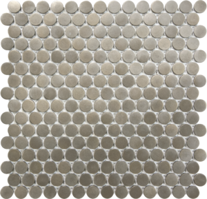 Satin Metals Brushed Nickel Penny Round Mosaics on a 12x12 Sheet