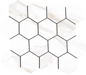 Sherron Oro 3"x3" Hexagonal Mosaic on 10.25"x11.75" Sheet