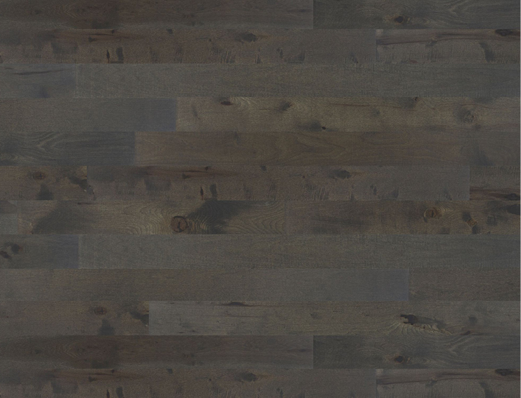 Three Rivers Hickory Midnight 3/4” x 3 1/4” & 5” Solid 1/2” x 5.4” Engineered Smooth Texture Wood Flooring