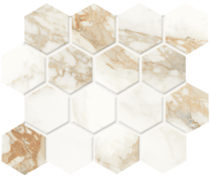 Favolosa 3x3 Hexagonal Mosaic-Calacatta Gold Glazed Porcelain