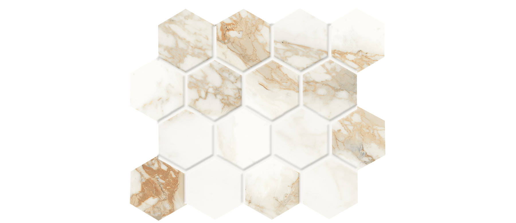Favolosa 3x3 Hexagonal Mosaic- Calacatta Gold Glazed Porcelain