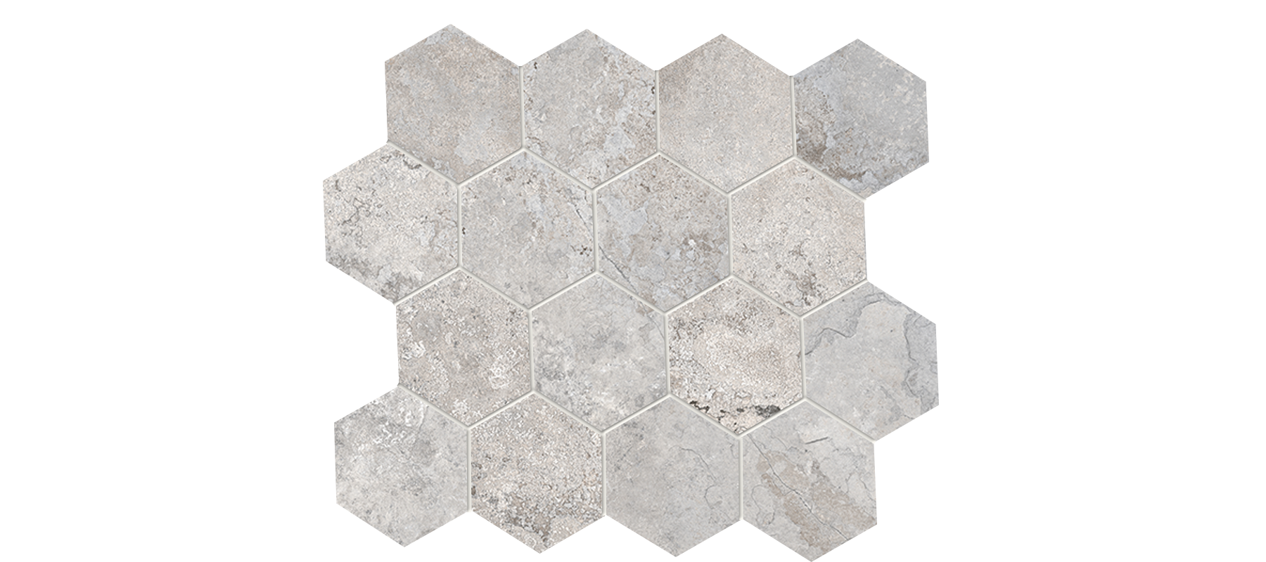 Hekla 3x3 Hexagonal Mosaic on 10.25x11.75 Sheet Glazed Porcelain-Thunder