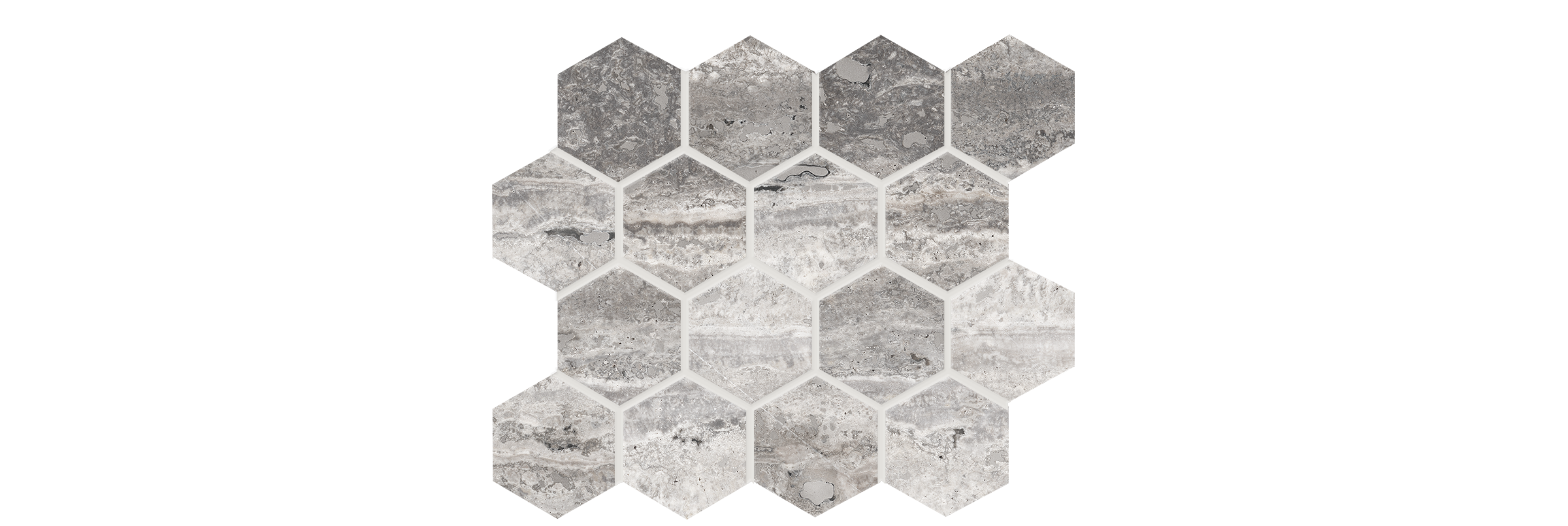 Lineare Silver 3x3 Hexagonal Porcelain Matte Mosaic