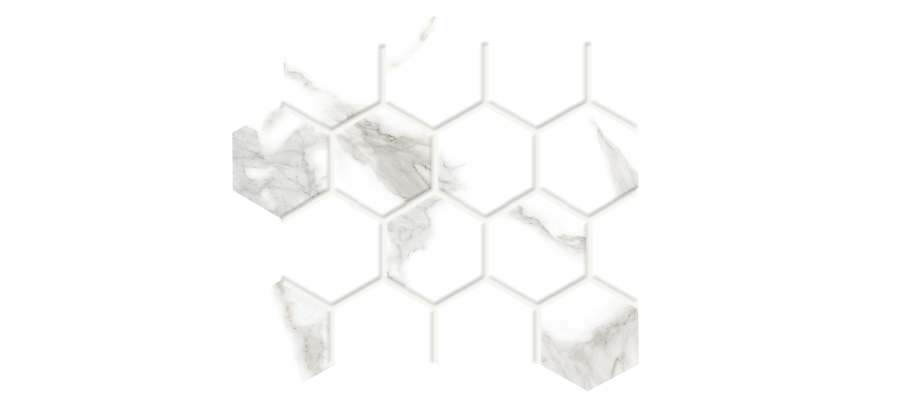 Statuario 3x3 Hexagonal Mosaic-Venato Glazed Porcelain