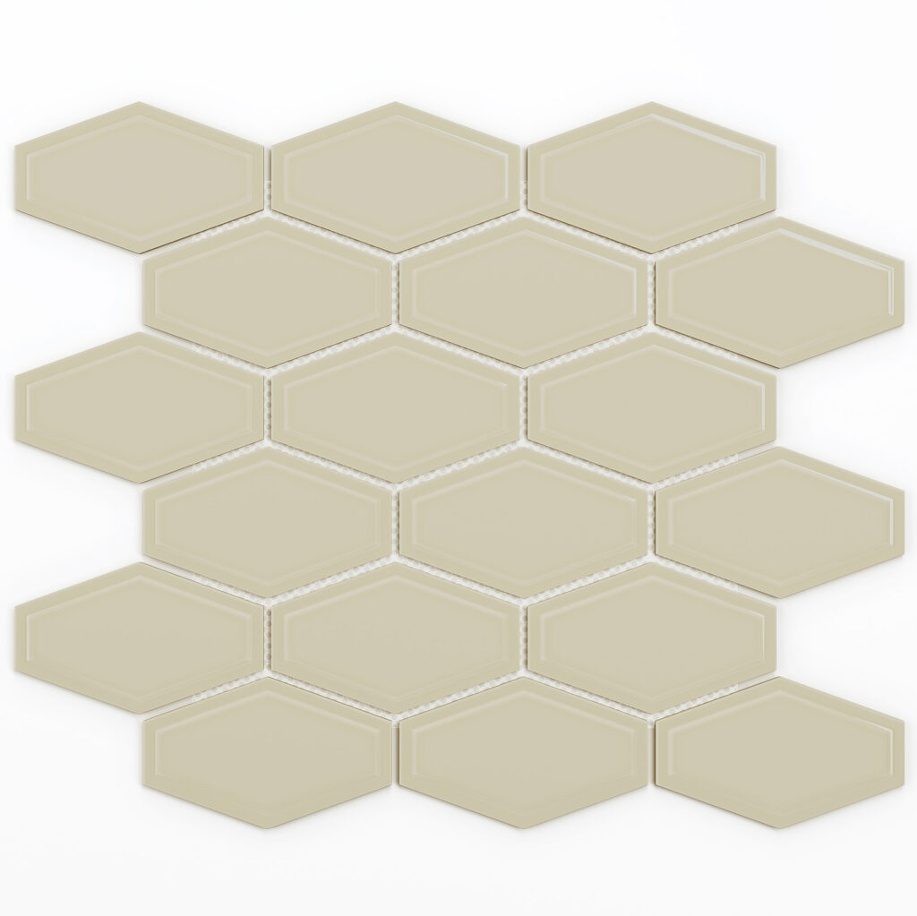 2.5X4-ELONGATED-HEX-GLOSSY-PORCELAIN-MOSAIC-TAUPE