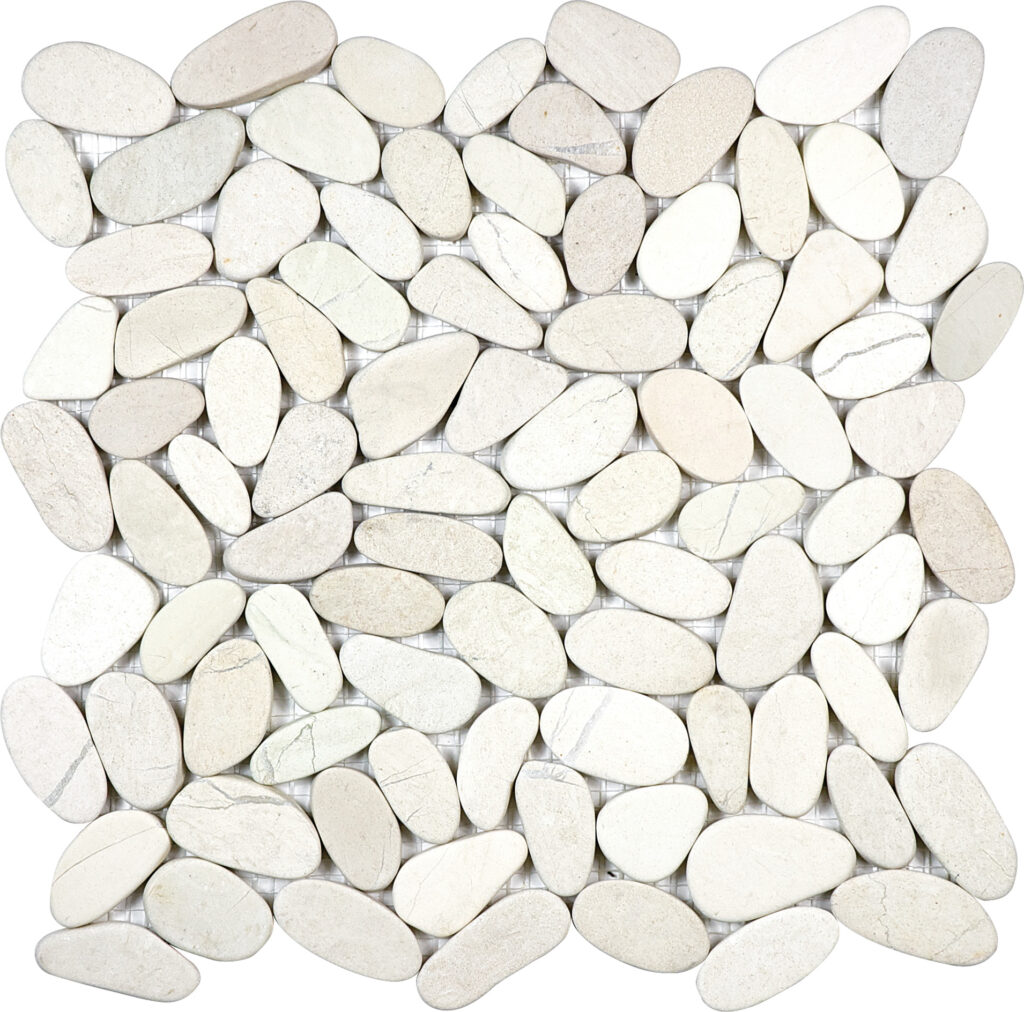 Serenity Ivory Blend Flat Pebble Mosaics