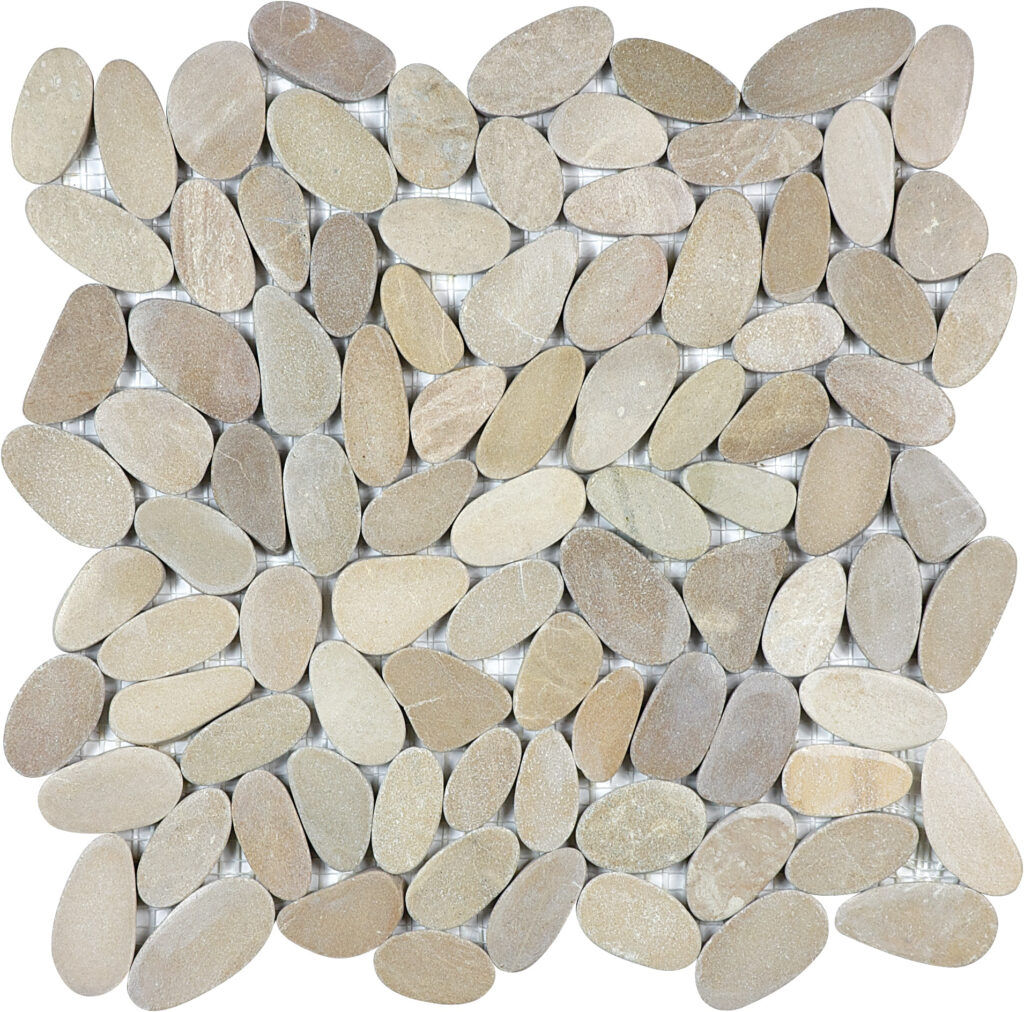 Driftwood Tan Blend Flat Pebbles Mosaics