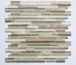 Glass and Stone Linear Blend Mosaics - 5/8" strips on 12" x 12" Sheet - Caramel