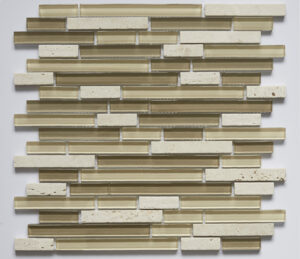 Glass and Stone Linear Blend Mosaics - 5/8" strips on 12" x 12" Sheet - Creme