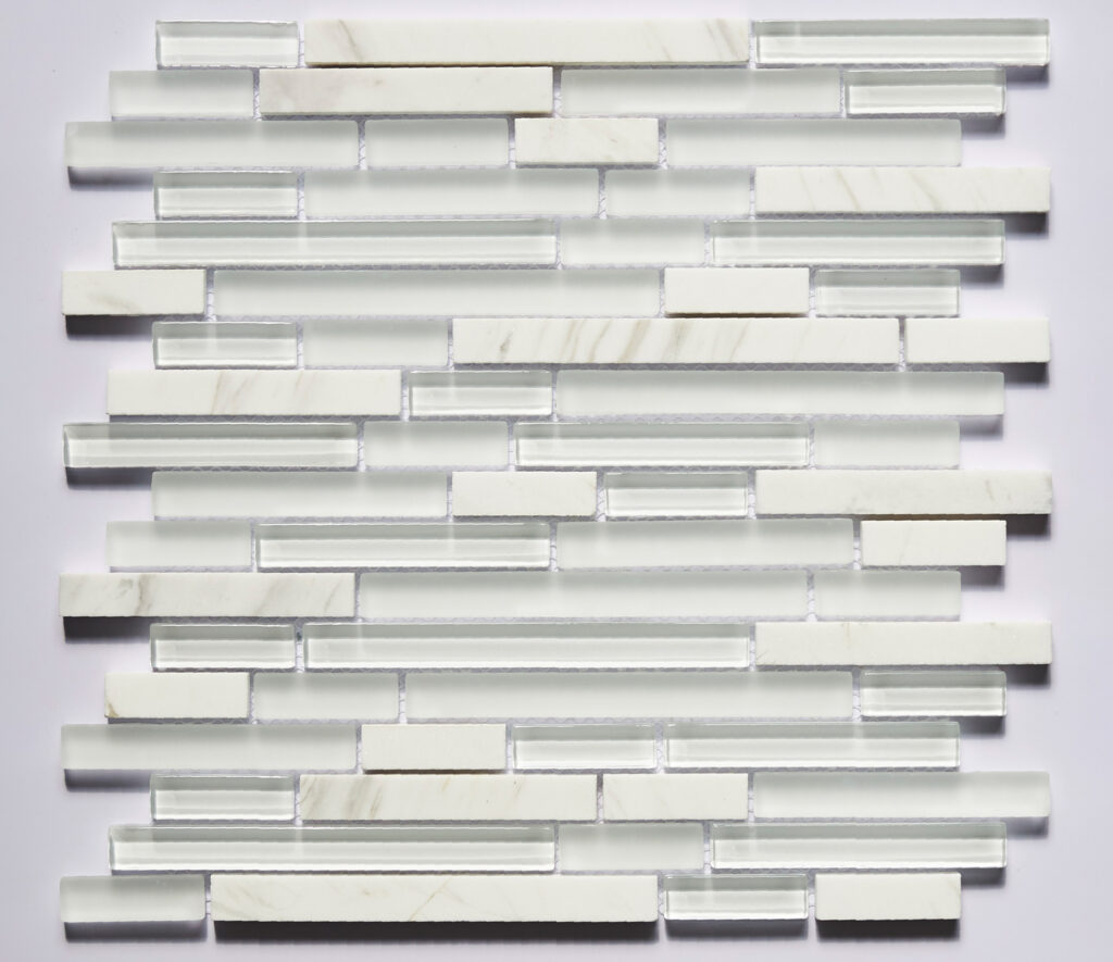 Glass and Stone Linear Blend Mosaics - 5/8" strips on 12" x 12" Sheet - Iceland