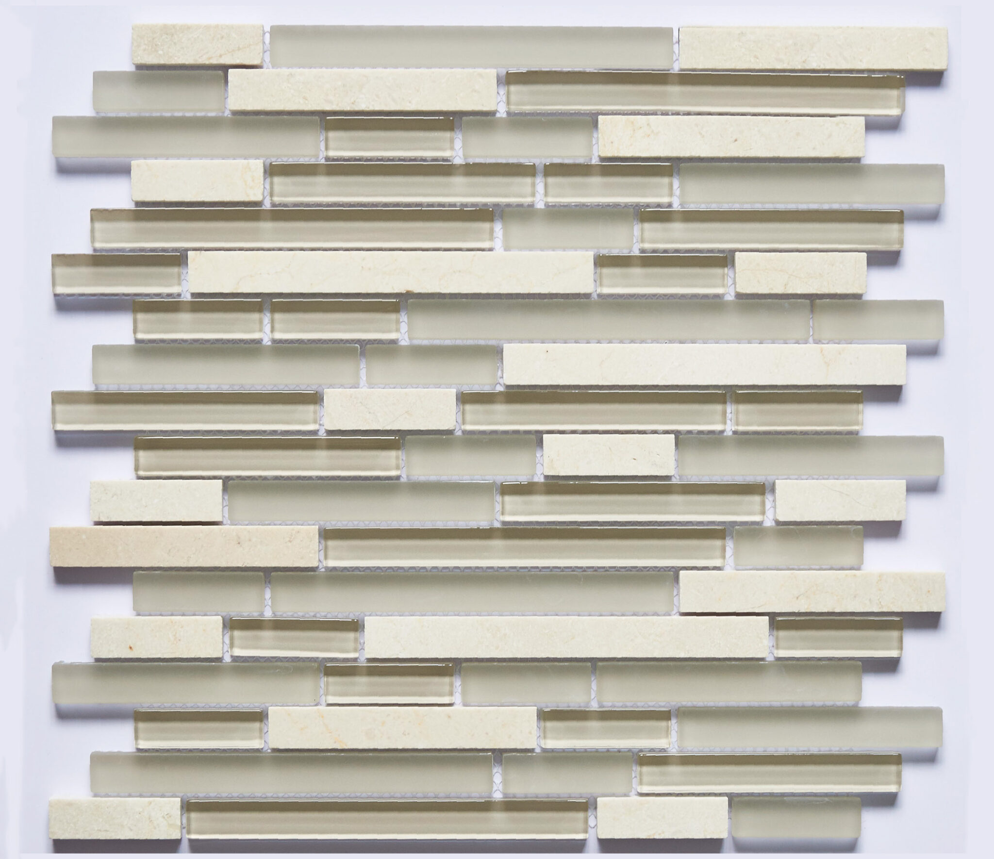 Glass and Stone Blend Linear Mosaics - Lint Tile