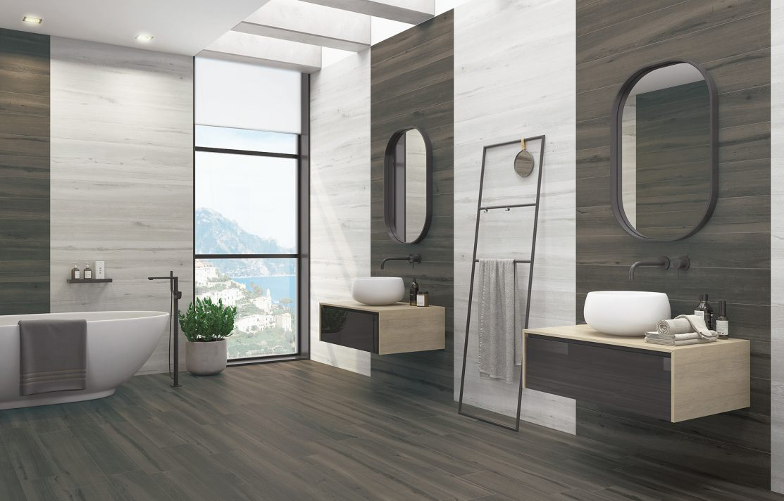 Lifestyles Woodlands Grafito and Blanco 7x45 Porcelain Tile