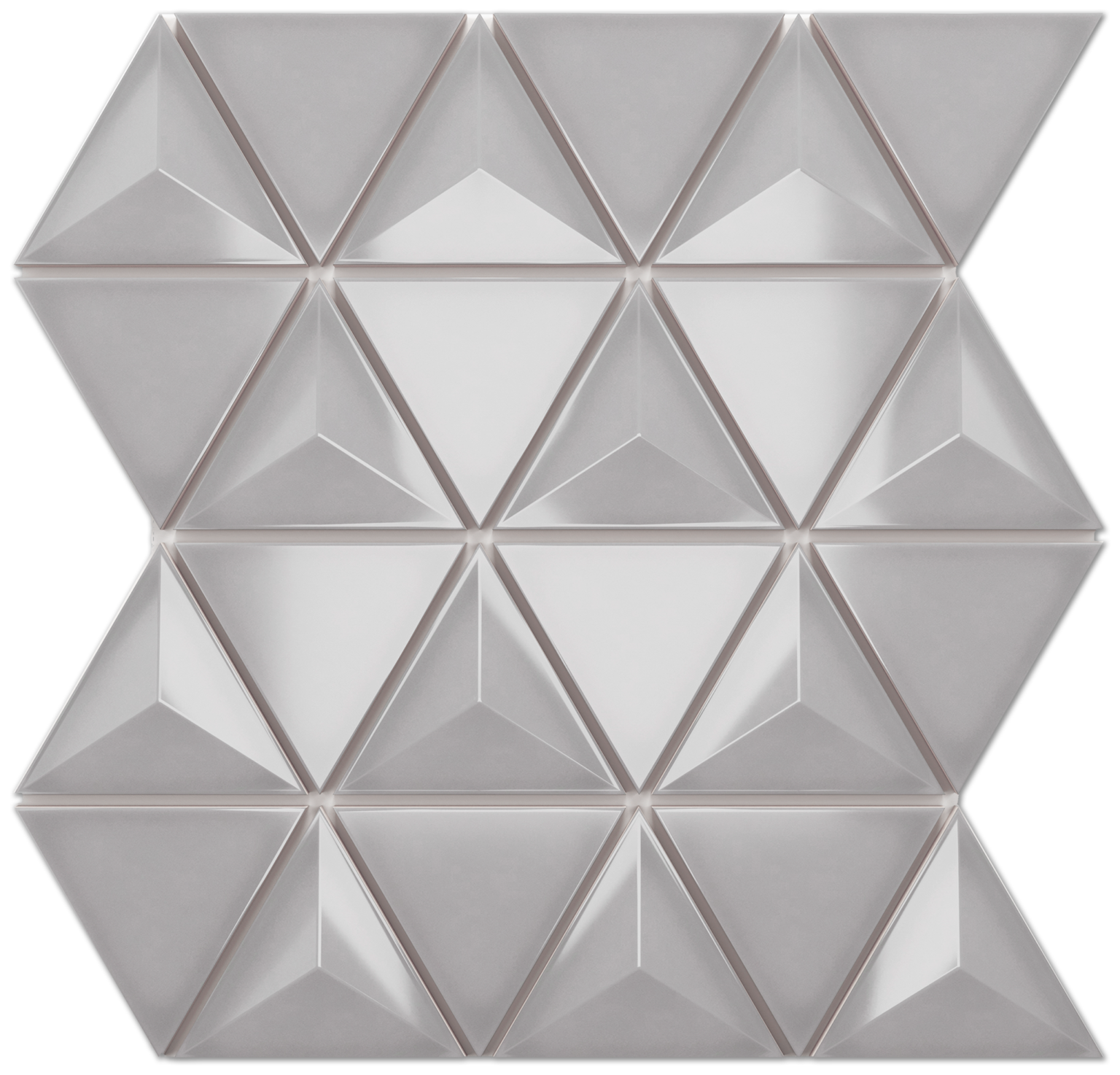 Geometrica Light Gray- 3d Pyramid- 3"x4" Gloss Ceramic Mosaic on 13"x11" Sheet