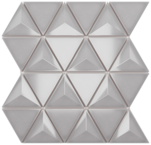 Geometrica Light Gray- 3d Pyramid- 3"x4" Gloss Ceramic Mosaic on 13"x11" Sheet