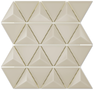 Geometrica Taupe- 3d Pyramid- 3"x4" Gloss Ceramic Mosaic on 13"x11" Sheet