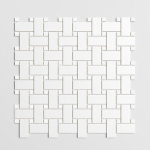 Basket Weave White/White Satin Matte 11.8" x 11.8" Mosaic Sheet - Porcelain