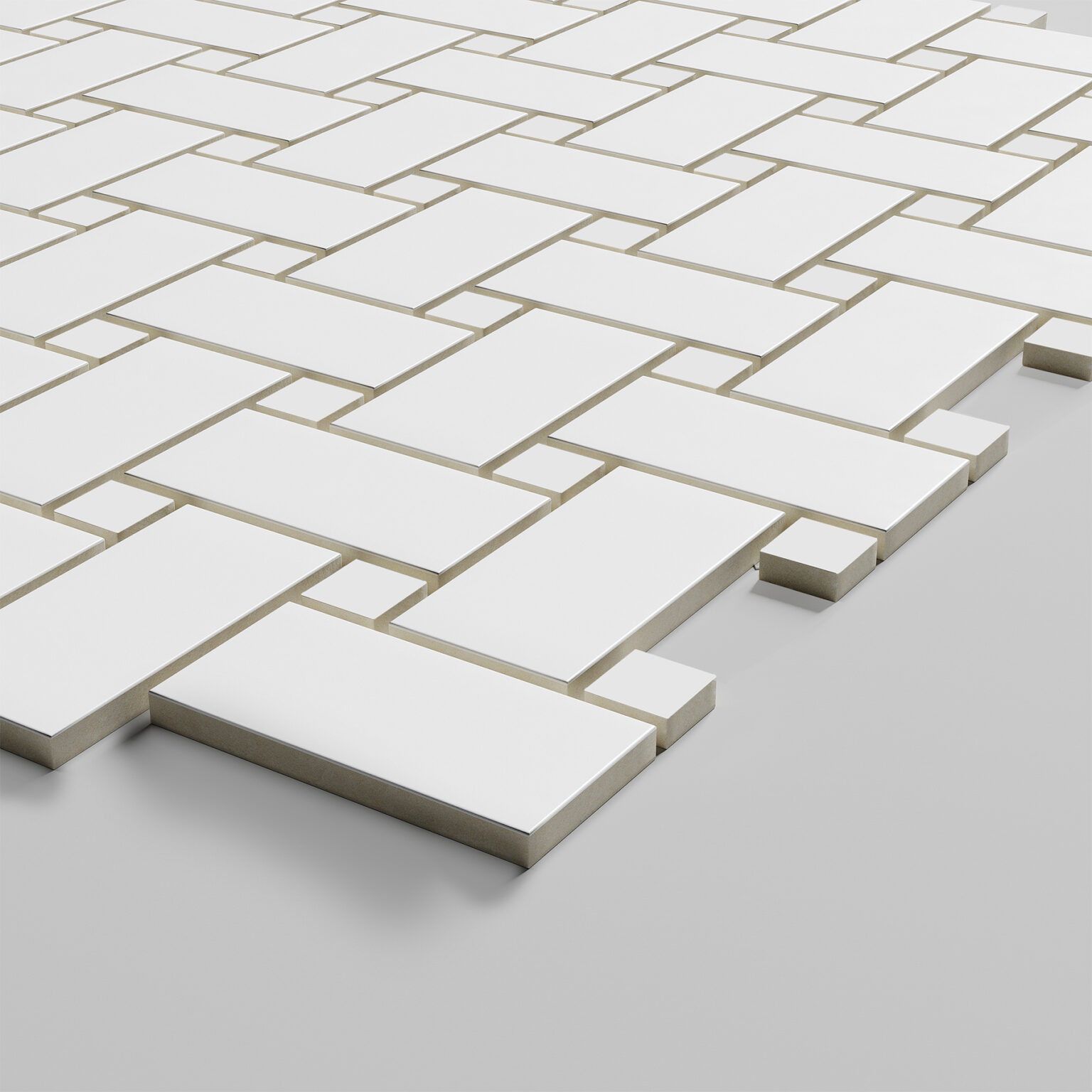 Basket Weave White/White Satin Matte 11.8" x 11.8" Mosaic Sheet - Porcelain - Corner View