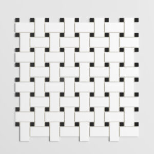 Basket Weave White/Black Satin Matte 11.8" x 11.8" Mosaic Sheet - Porcelain